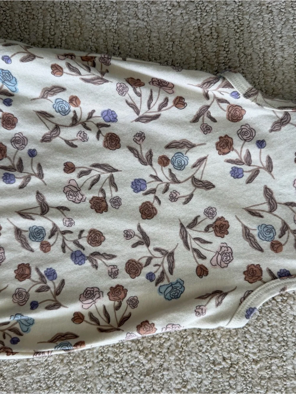 Carters Cream Floral Tank Top Romper with Pastel Flowers sz0-3 mo